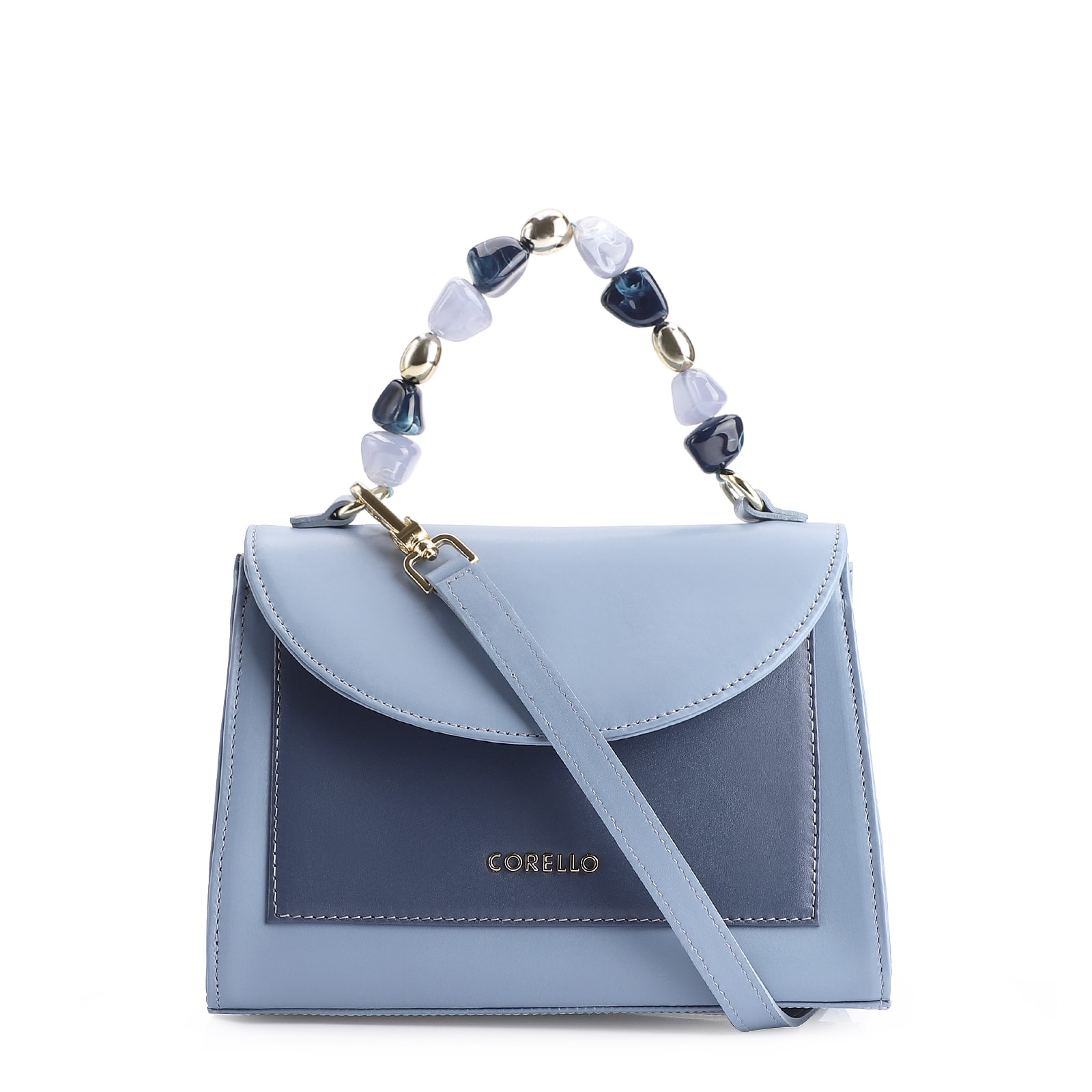 Bolsa De Mão Couro Azul