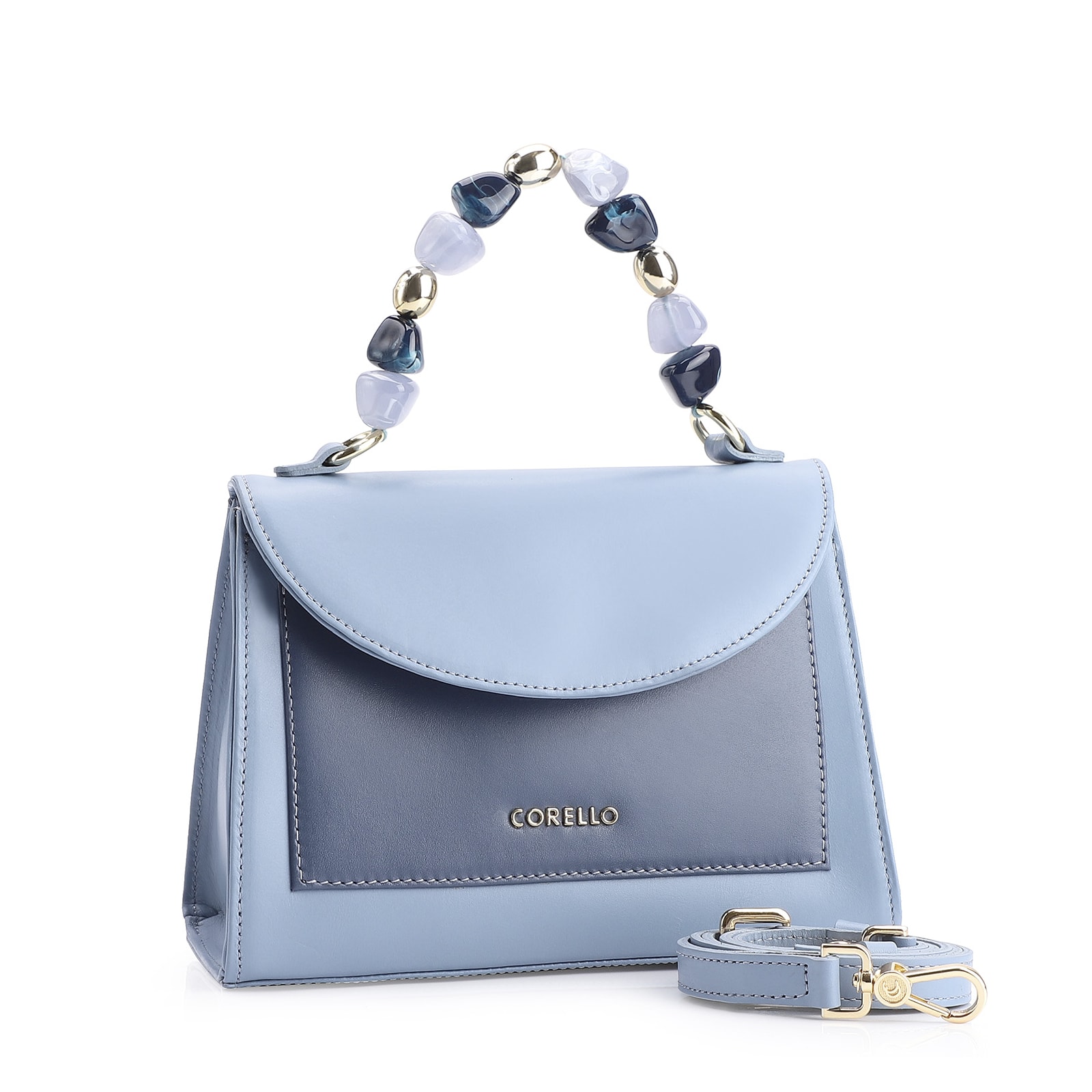 Bolsa De Mão Couro Azul