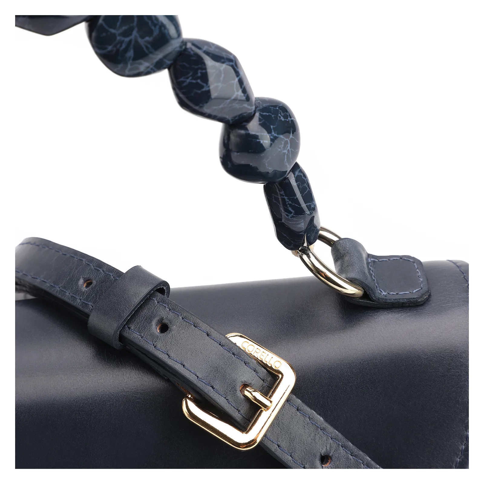 Bolsa De Mão Couro Azul