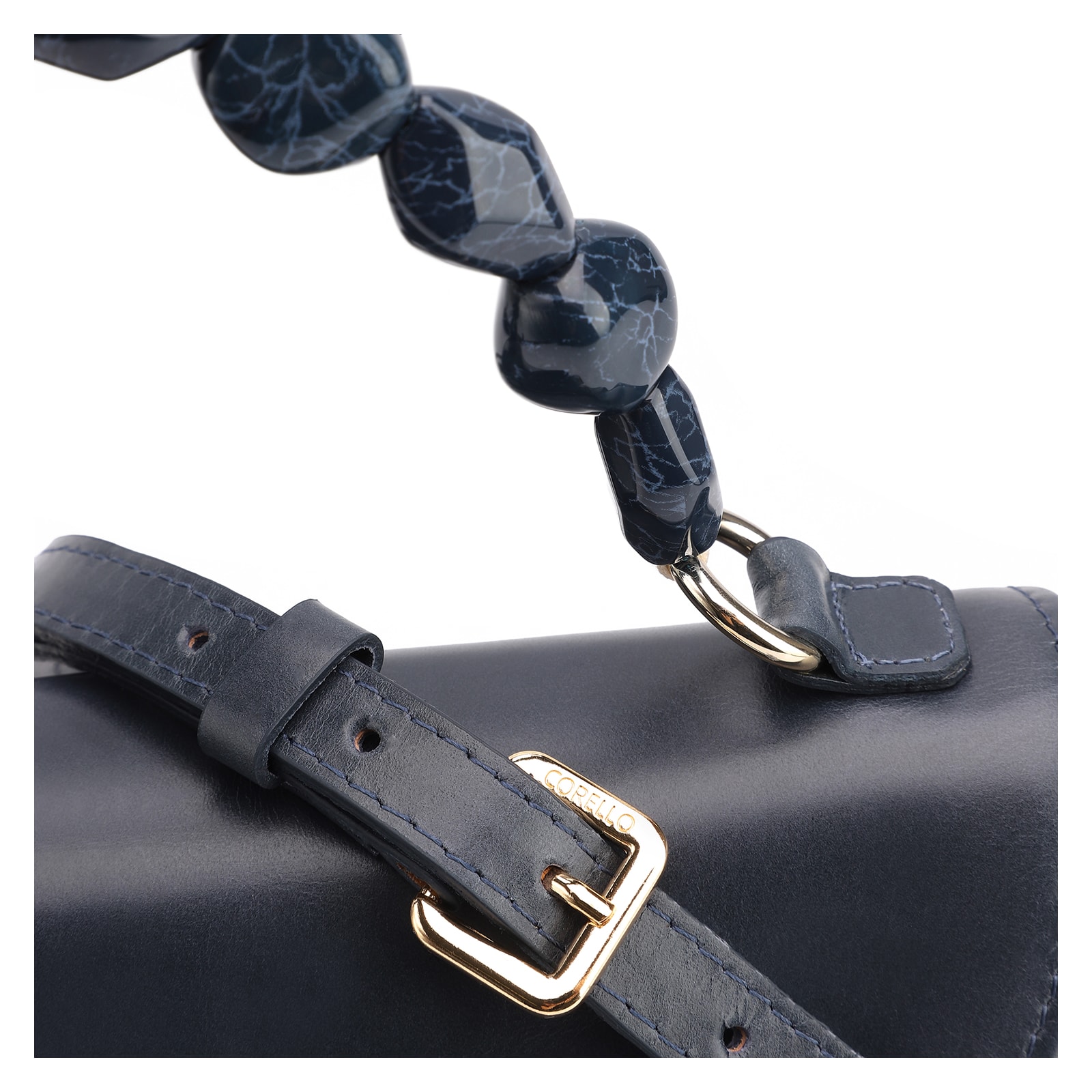 Bolsa De Mão Couro Azul