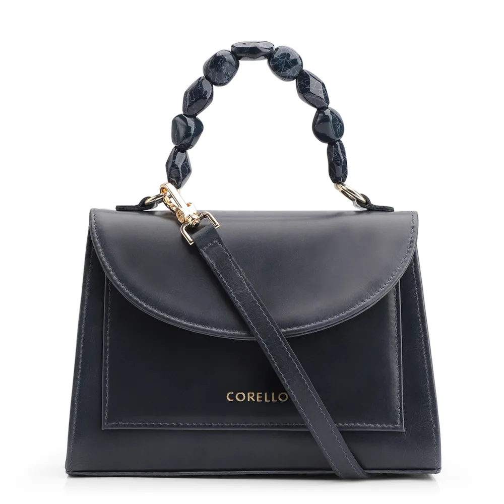 Bolsa De Mão Couro Azul
