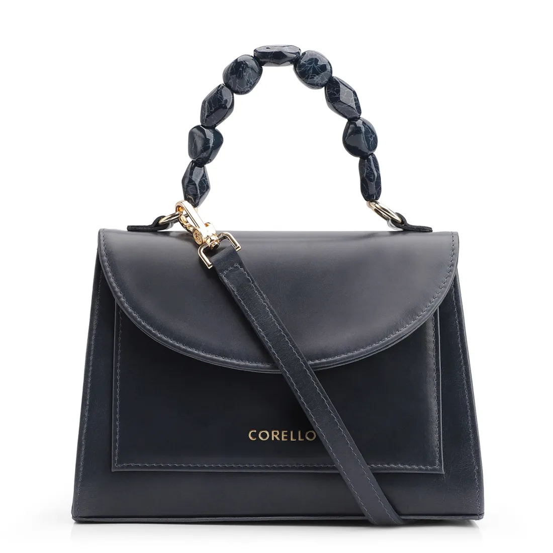Bolsa De Mão Couro Azul