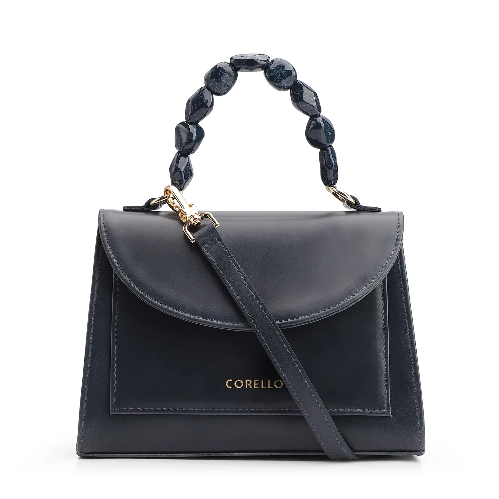 Bolsa De Mão Couro Azul