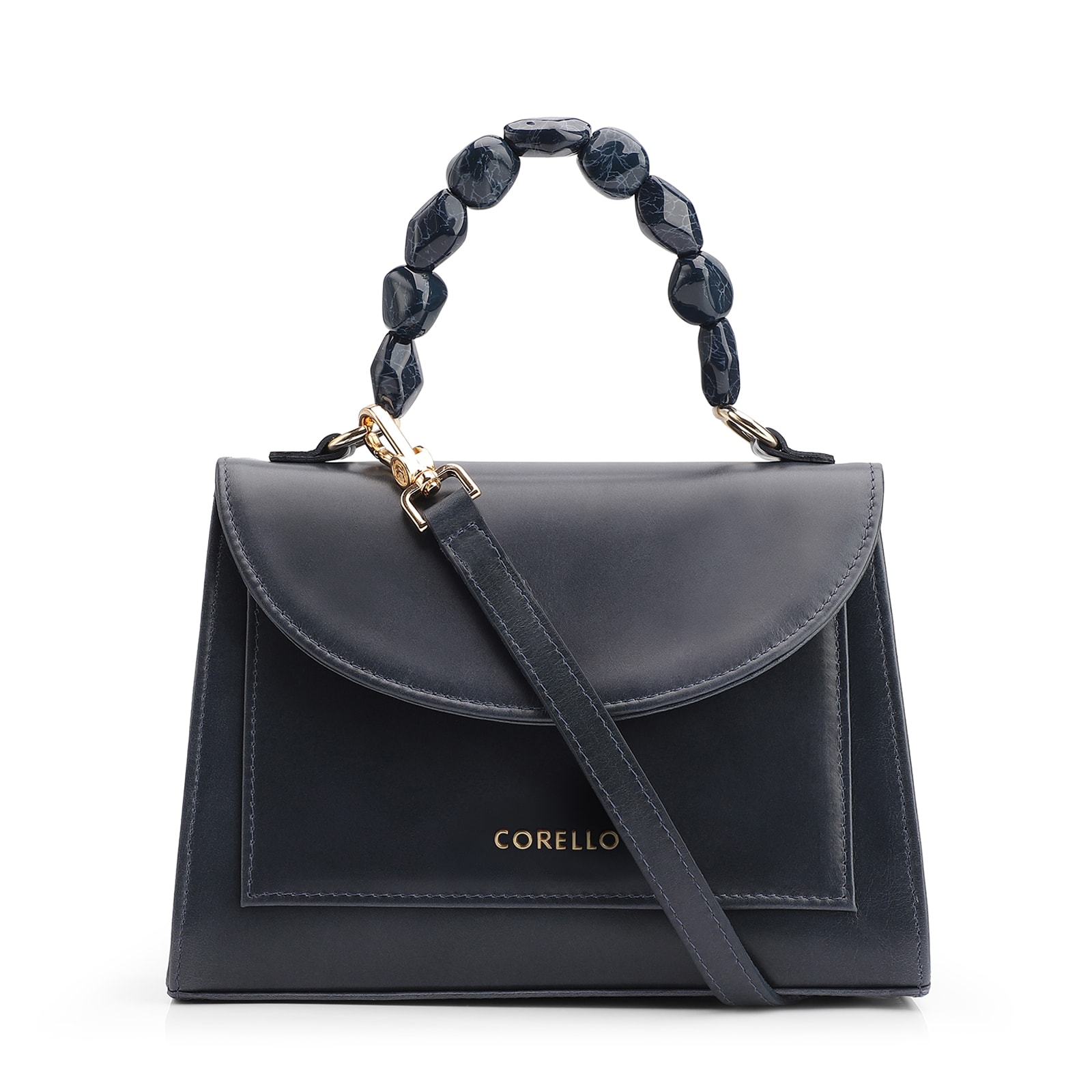 Bolsa De Mão Couro Azul