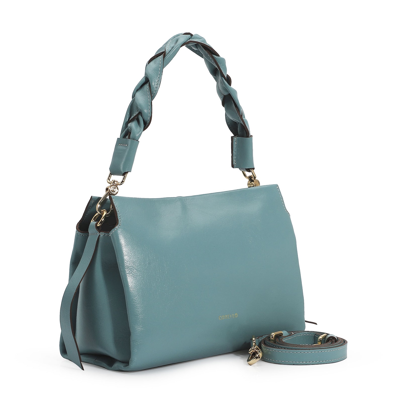 Bolsa De Mão Couro Azul