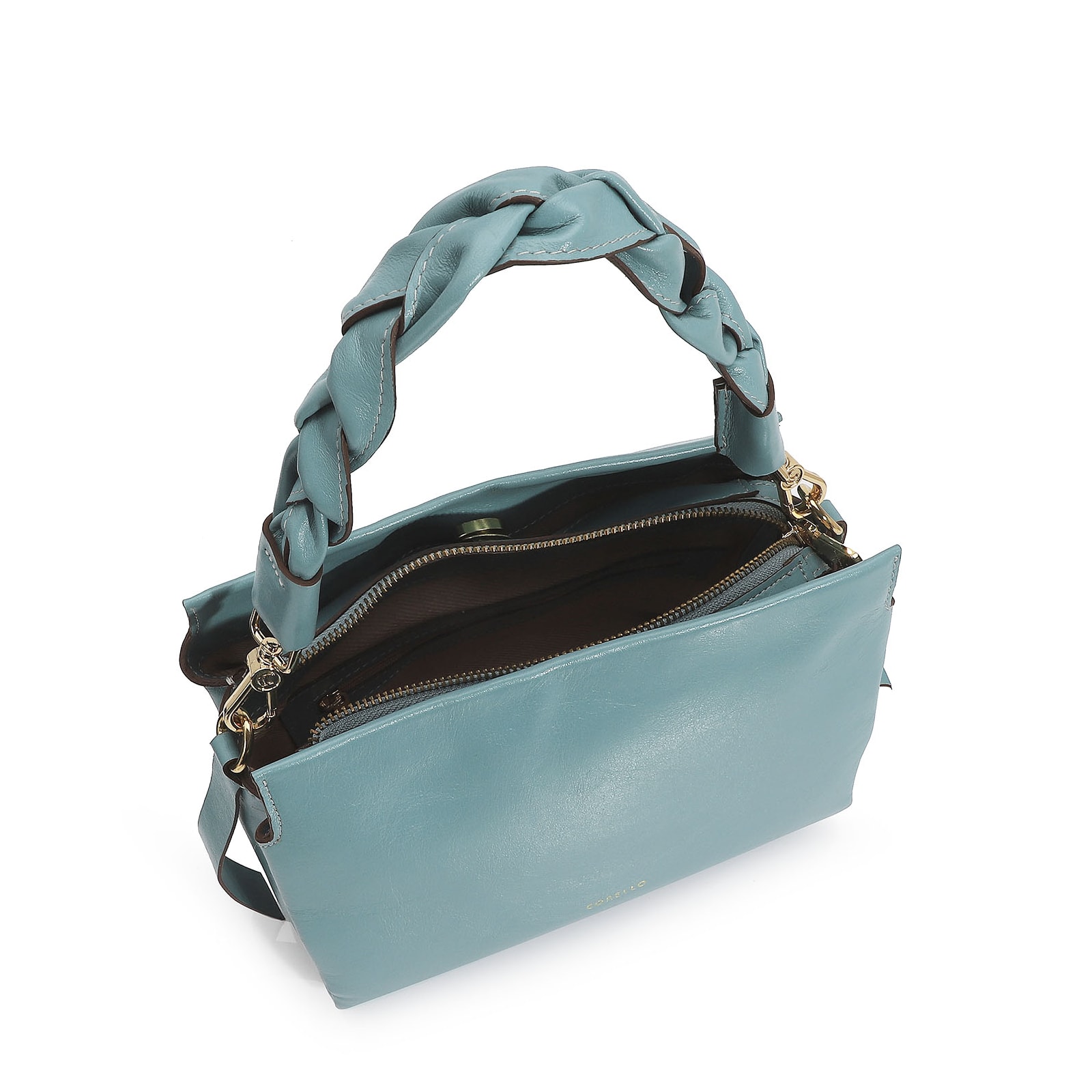 Bolsa De Mão Couro Azul
