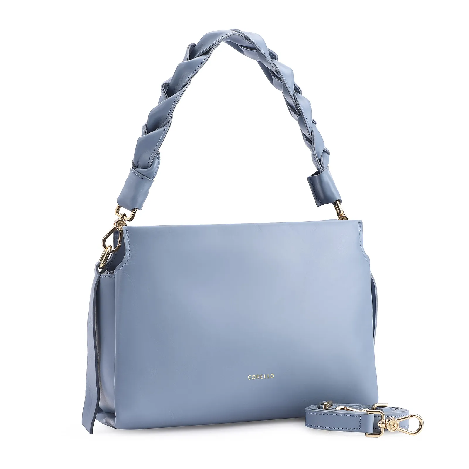 Bolsa De Mão Couro Azul