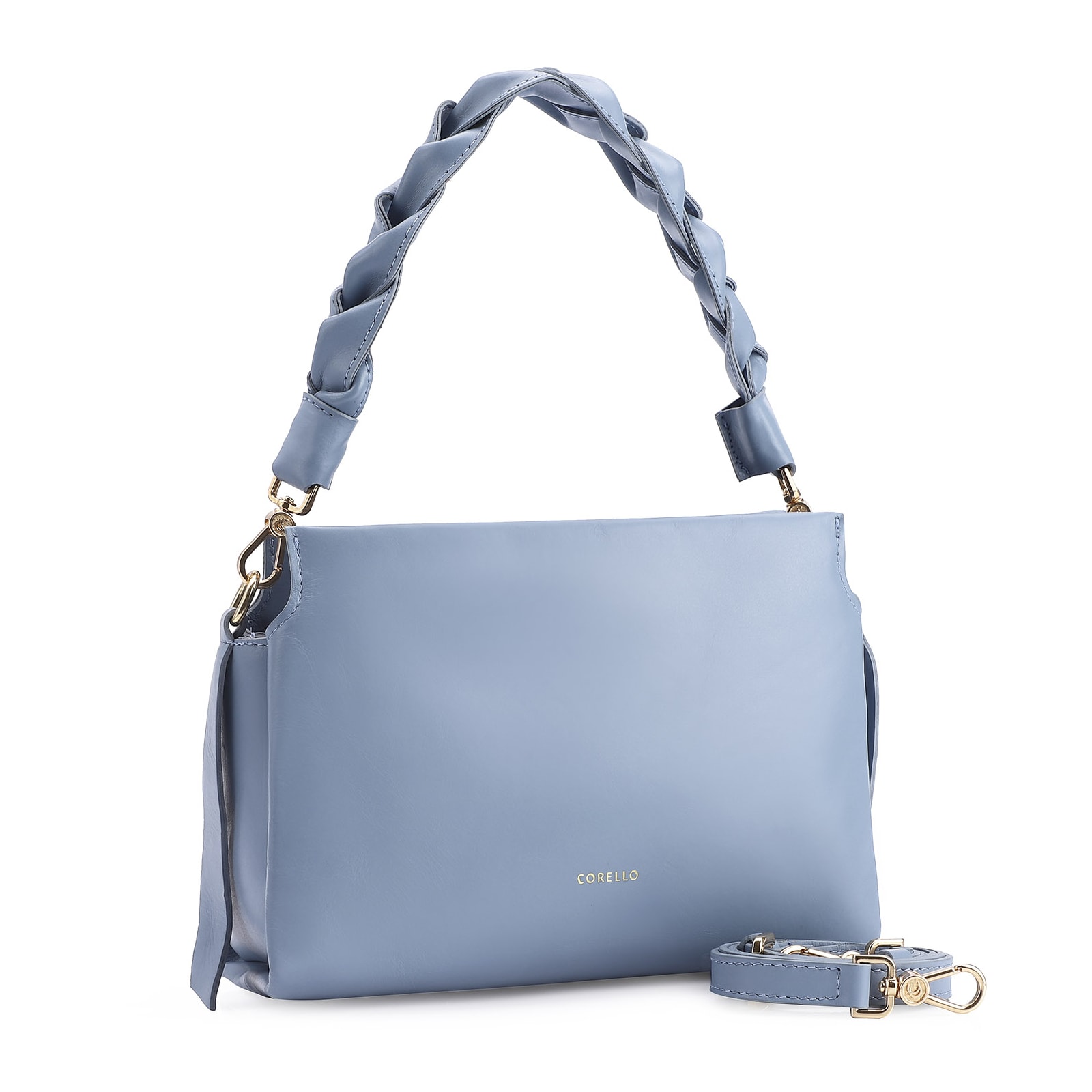 Bolsa De Mão Couro Azul