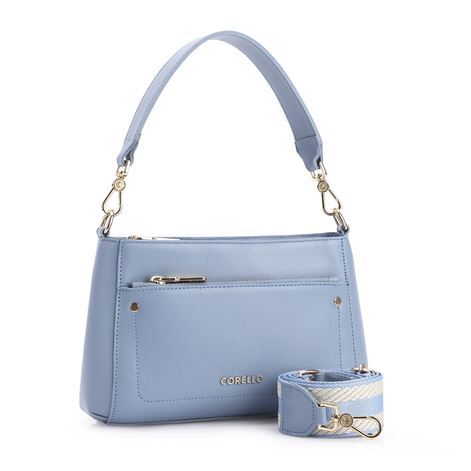 Bolsa De Mão Couro Azul