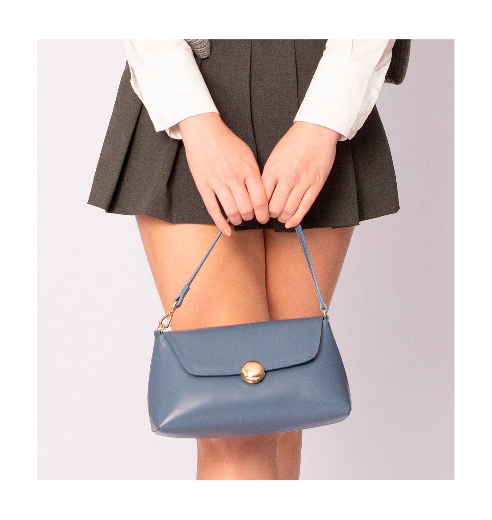 Bolsa De Mão Couro Azul