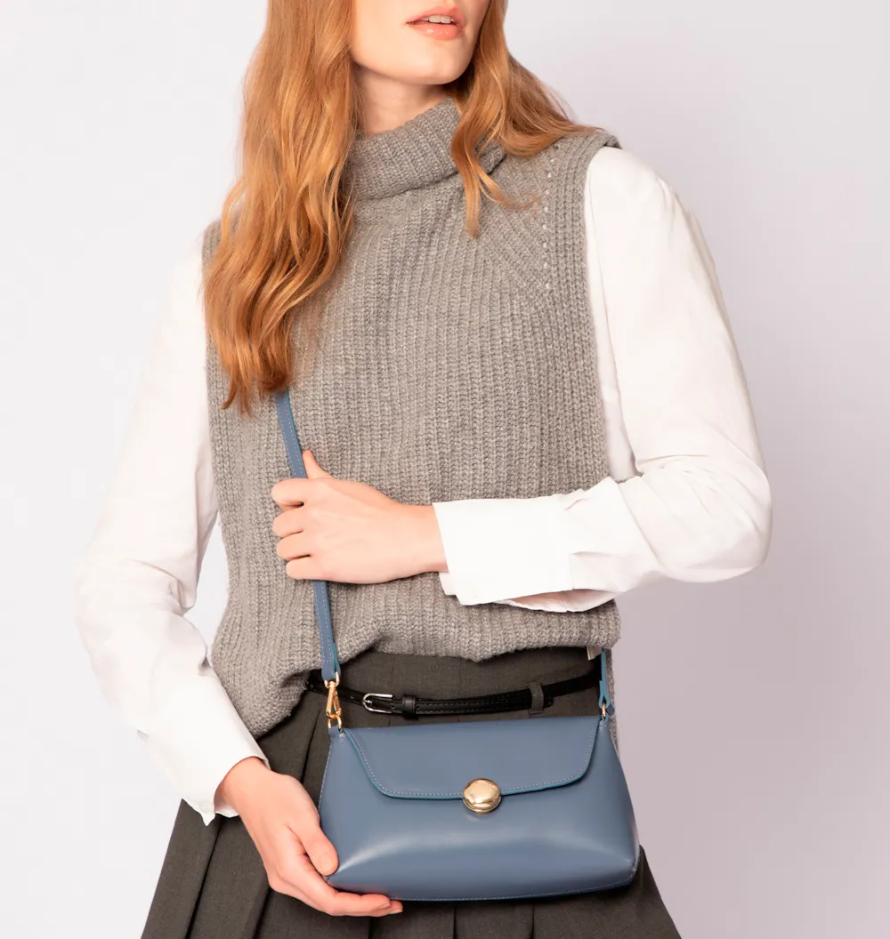 Bolsa De Mão Couro Azul - imagem 8