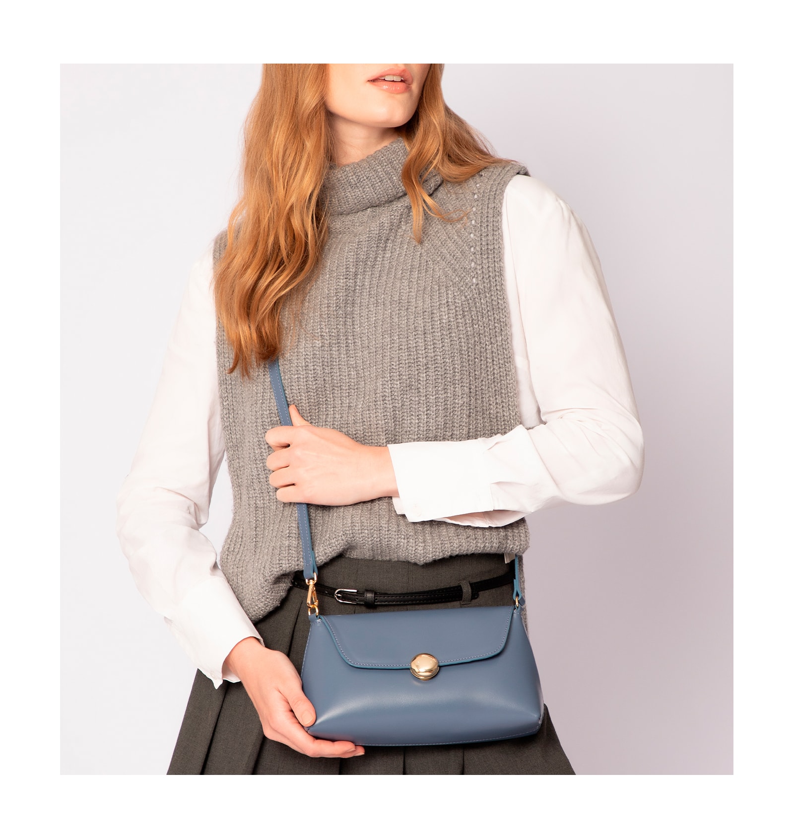 Bolsa De Mão Couro Azul