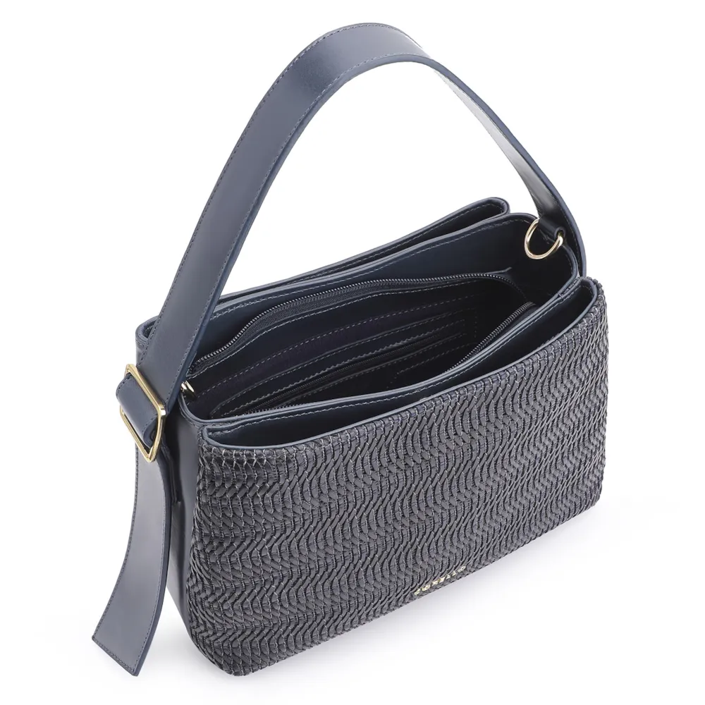 Bolsa De Mão Couro Azul/Alt Tramado Azul - imagem 4