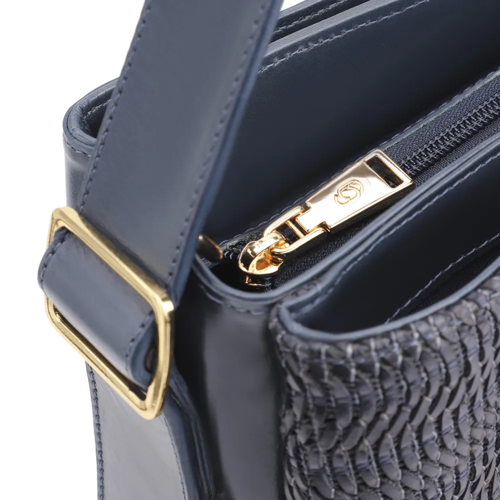 Bolsa De Mão Couro Azul/Alt Tramado Azul - imagem 5