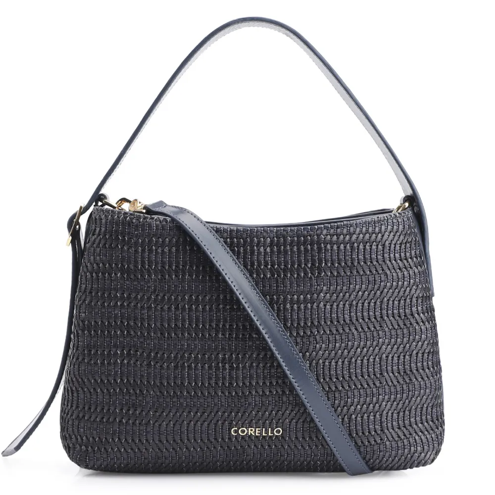 Bolsa De Mão Couro Azul/Alt Tramado Azul
