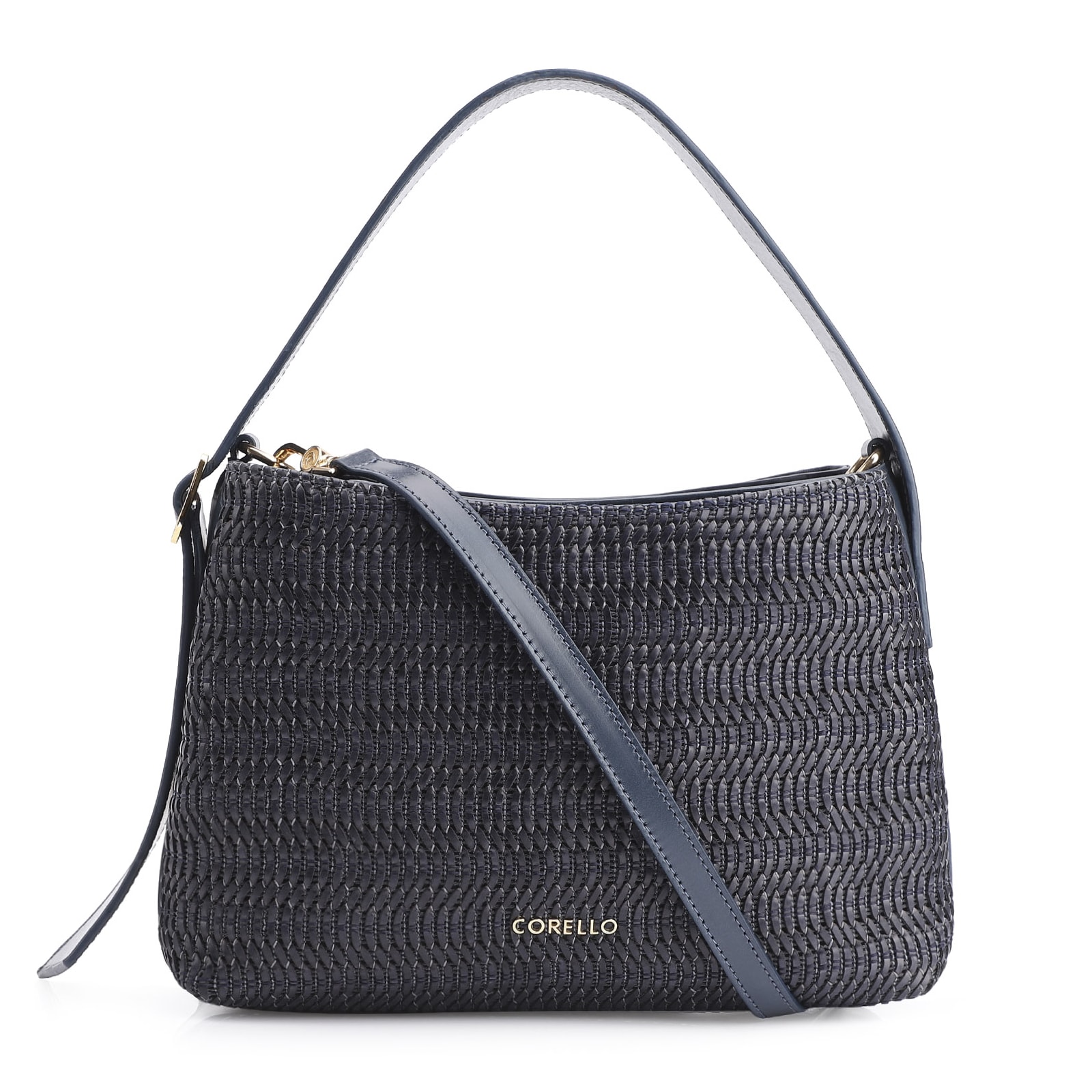 Bolsa De Mão Couro Azul/Alt Tramado Azul