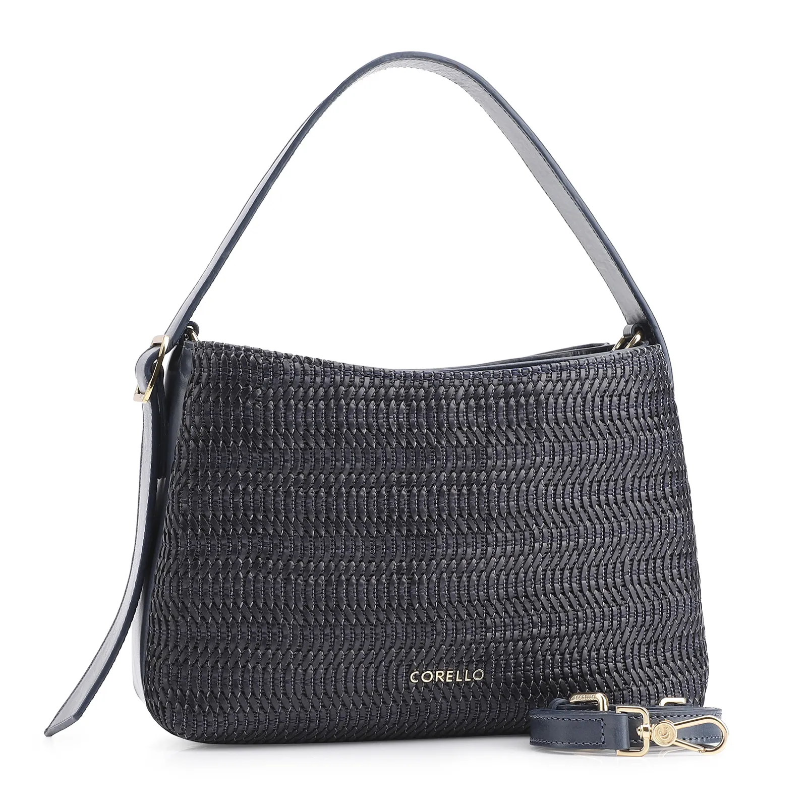 Bolsa De Mão Couro Azul/Alt Tramado Azul