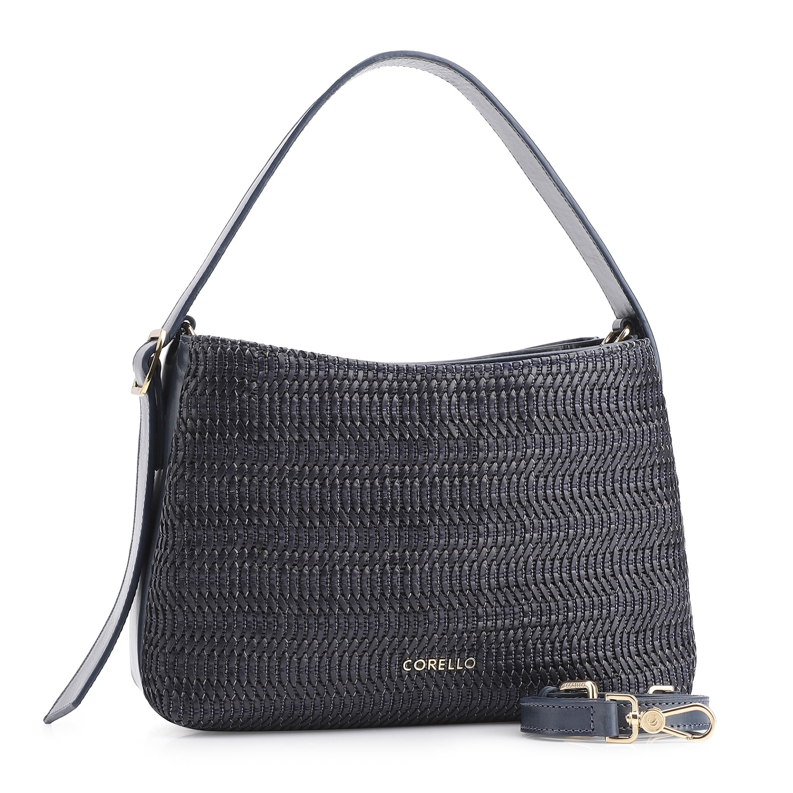 Bolsa De Mão Couro Azul/Alt Tramado Azul
