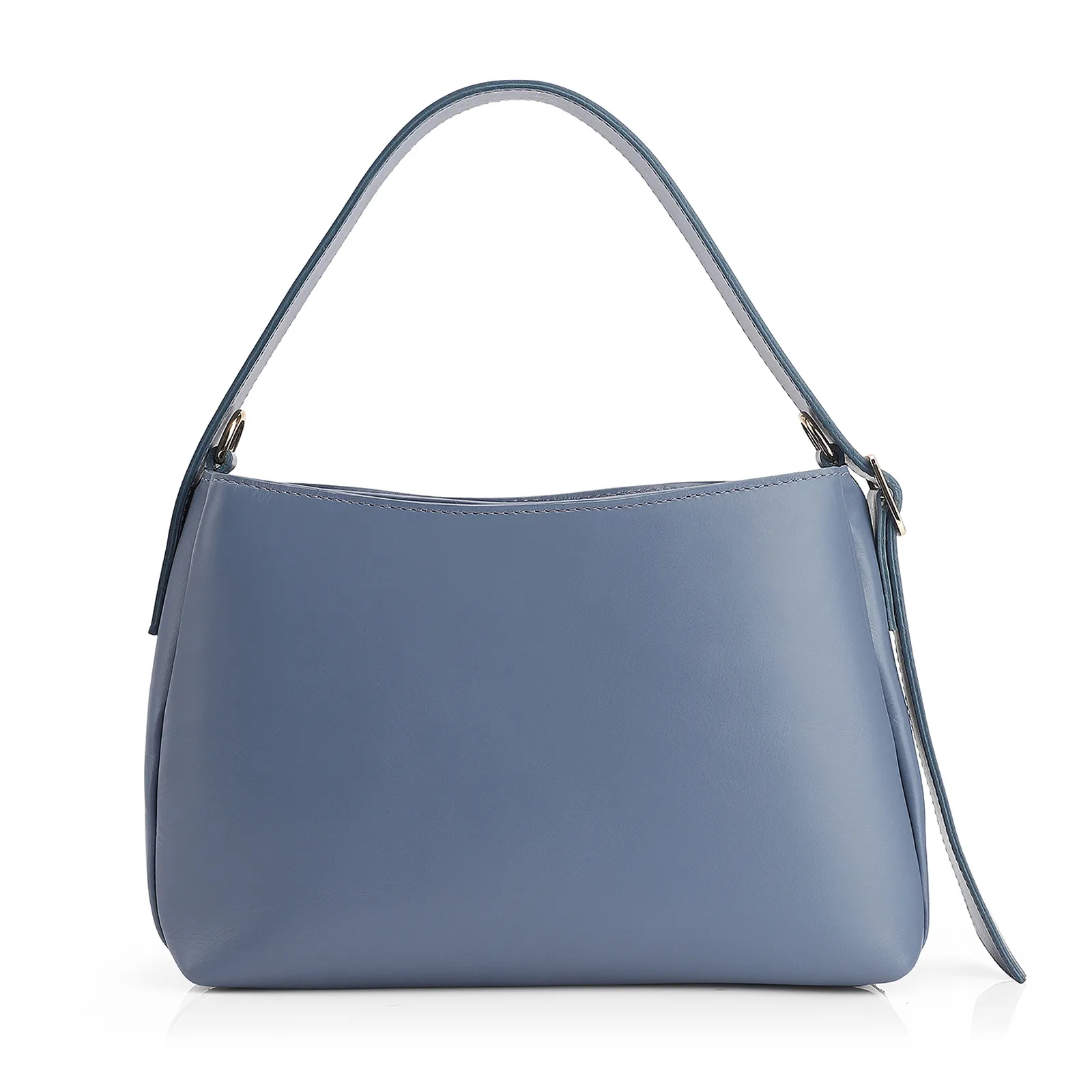 Bolsa De Mão Couro Azul/Alt Tramado Azul Claro
