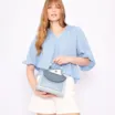Bolsa De Mão Couro Azul Claro - imagem 2