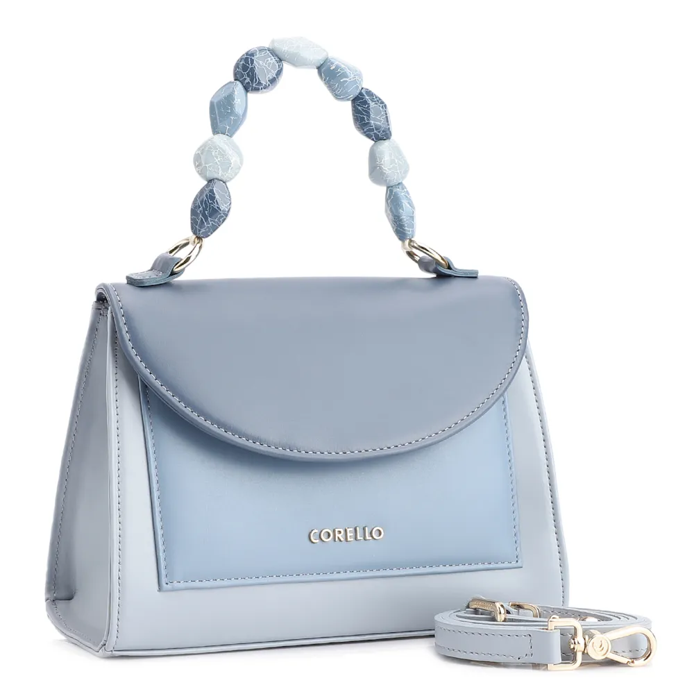 Bolsa De Mão Couro Azul Claro - imagem 3