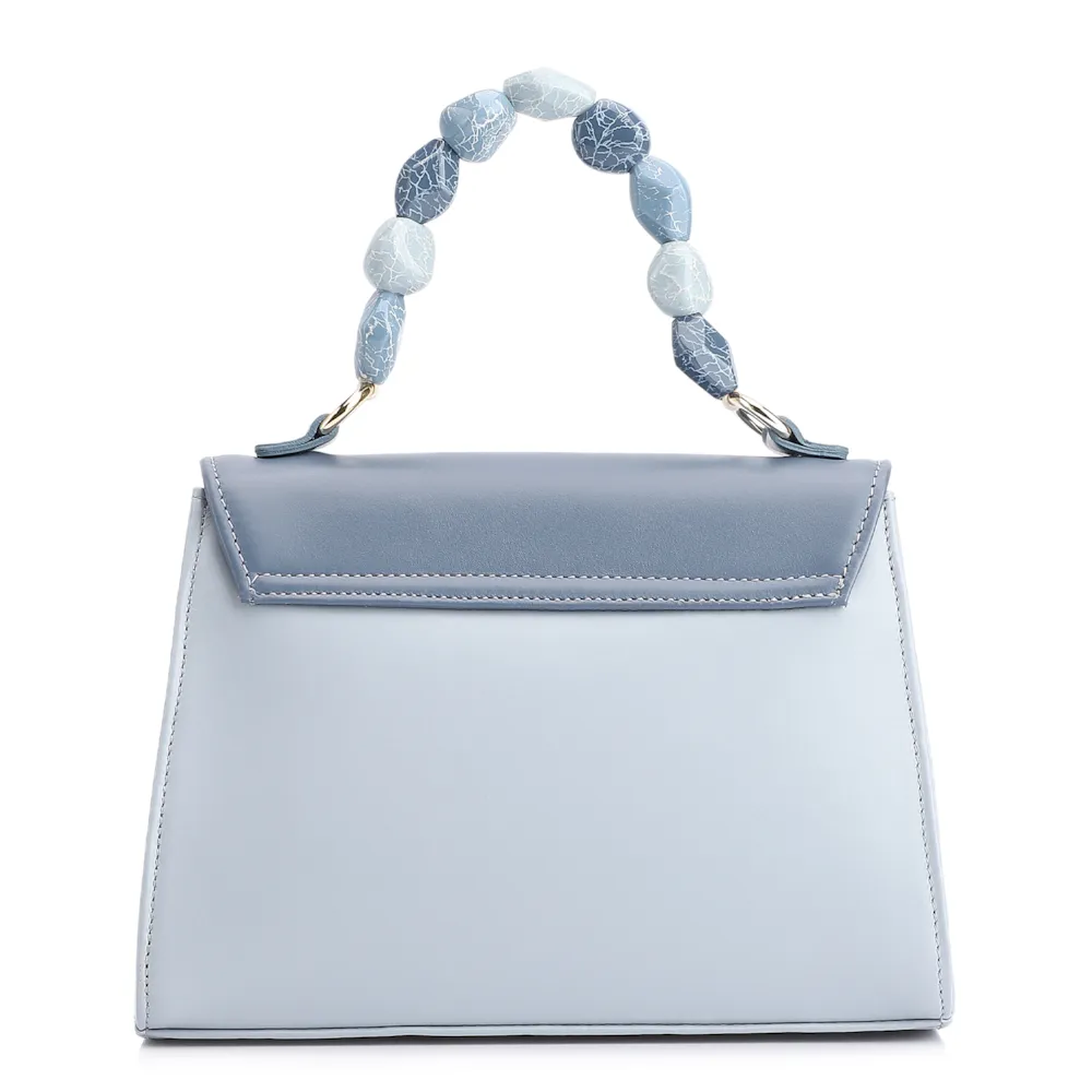 Bolsa De Mão Couro Azul Claro - imagem 4