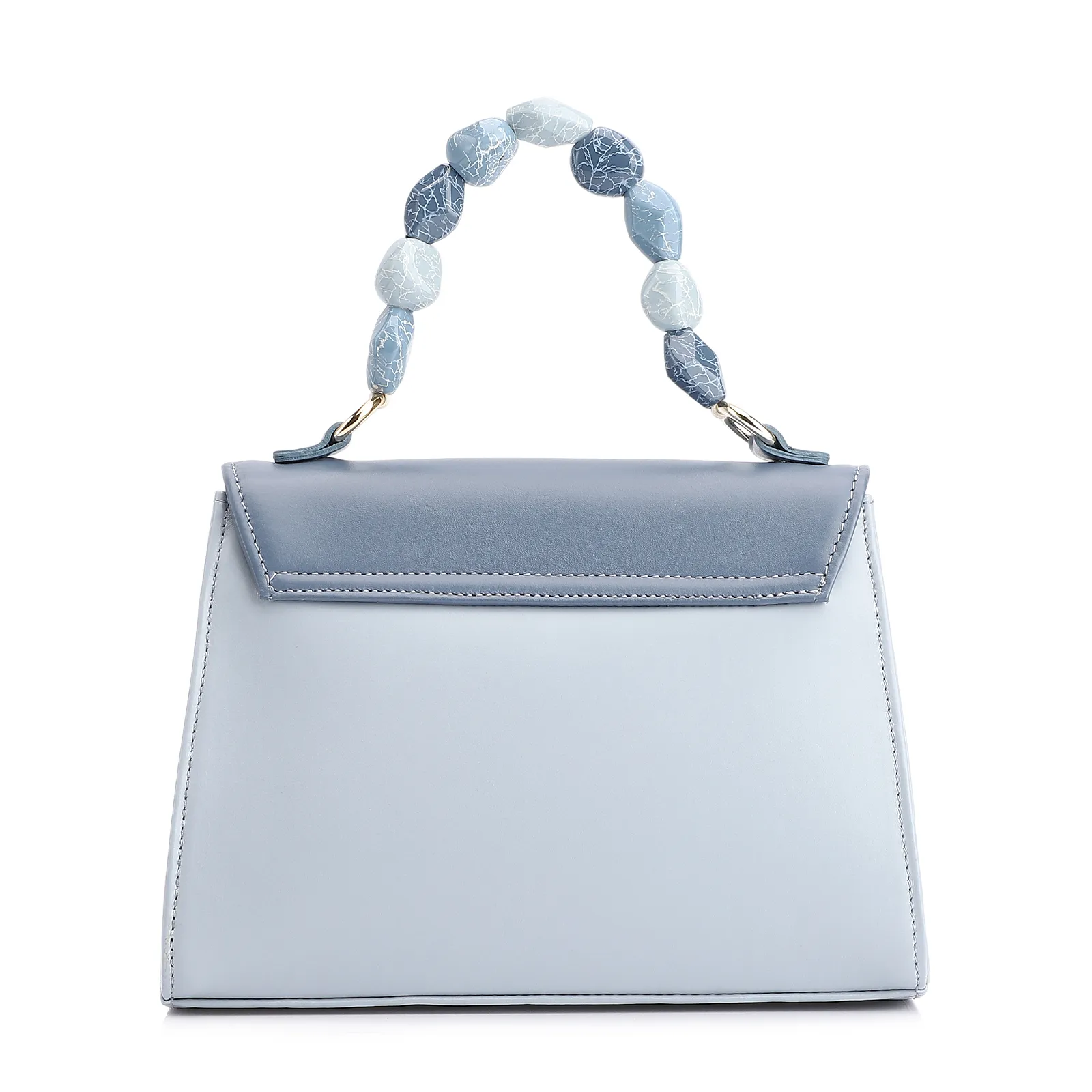 Bolsa De Mão Couro Azul Claro