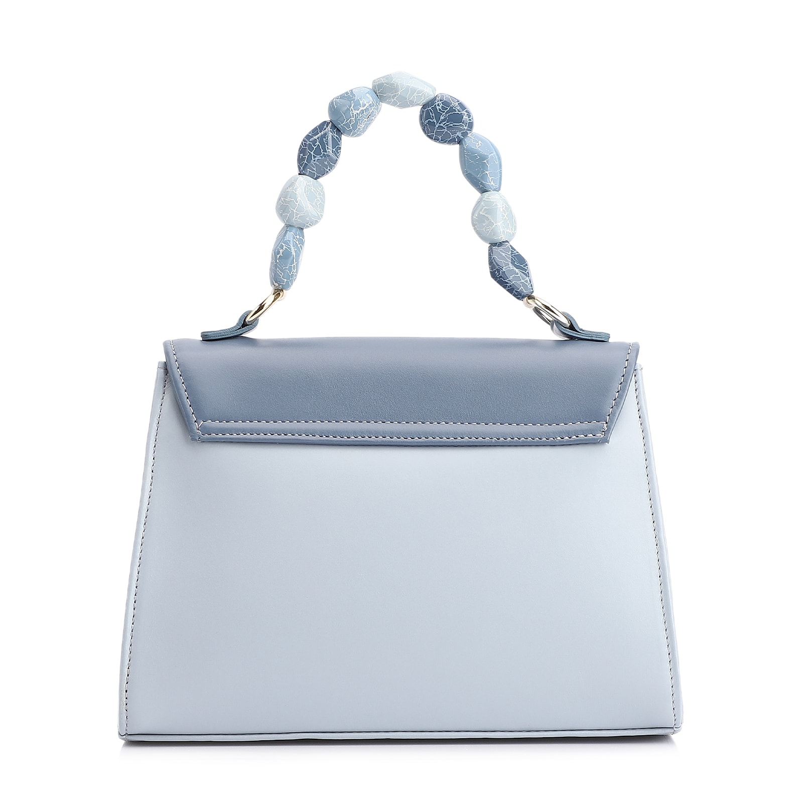 Bolsa De Mão Couro Azul Claro