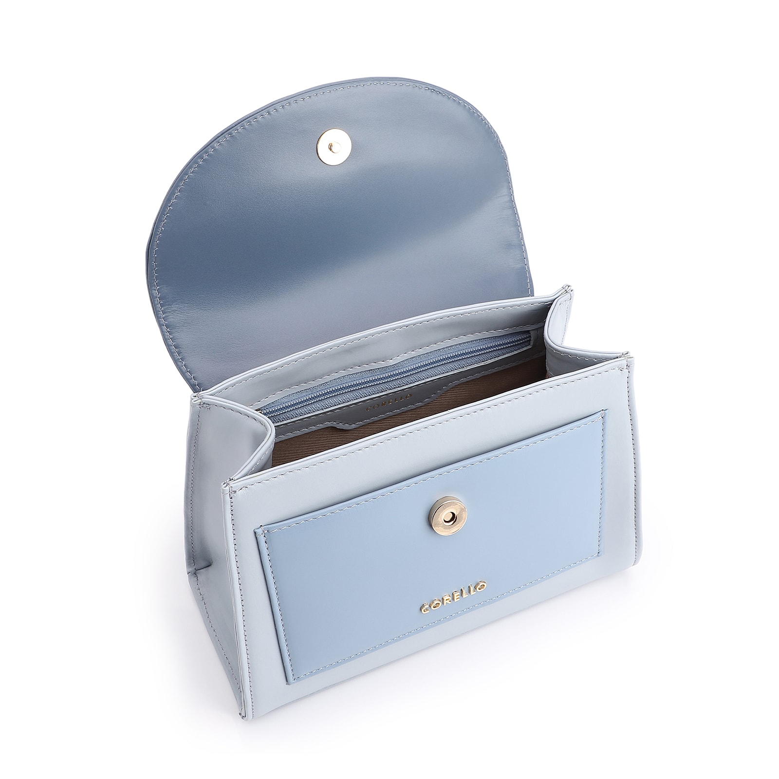 Bolsa De Mão Couro Azul Claro