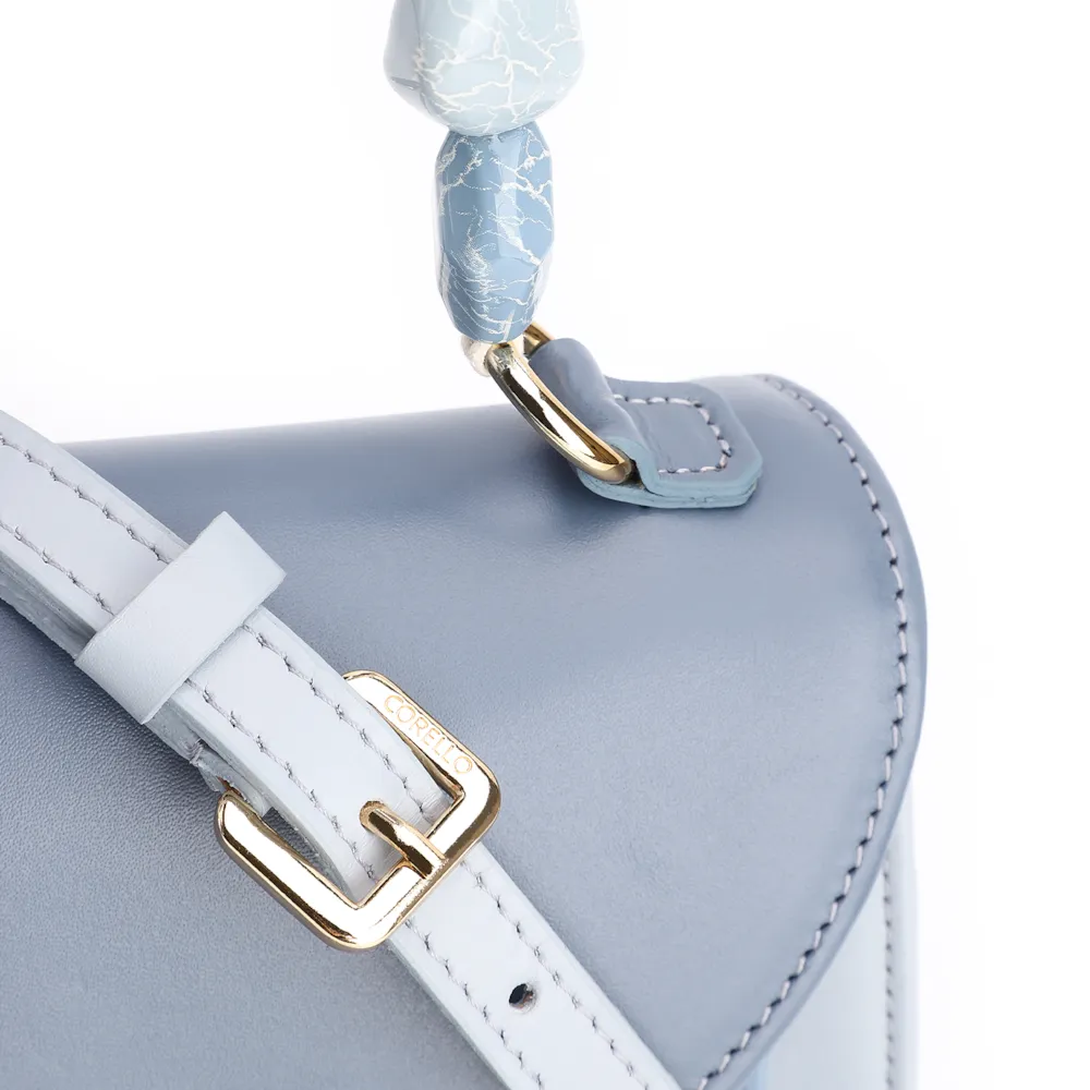 Bolsa De Mão Couro Azul Claro - imagem 6