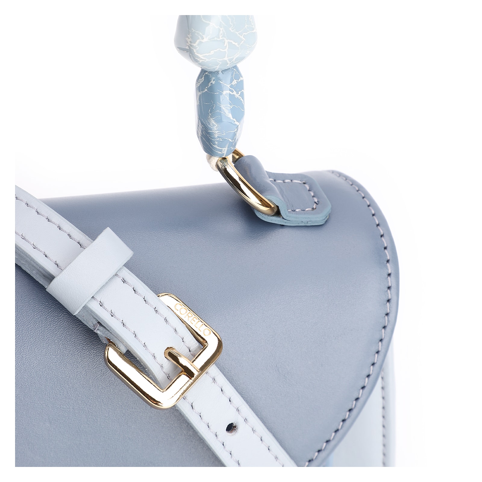 Bolsa De Mão Couro Azul Claro