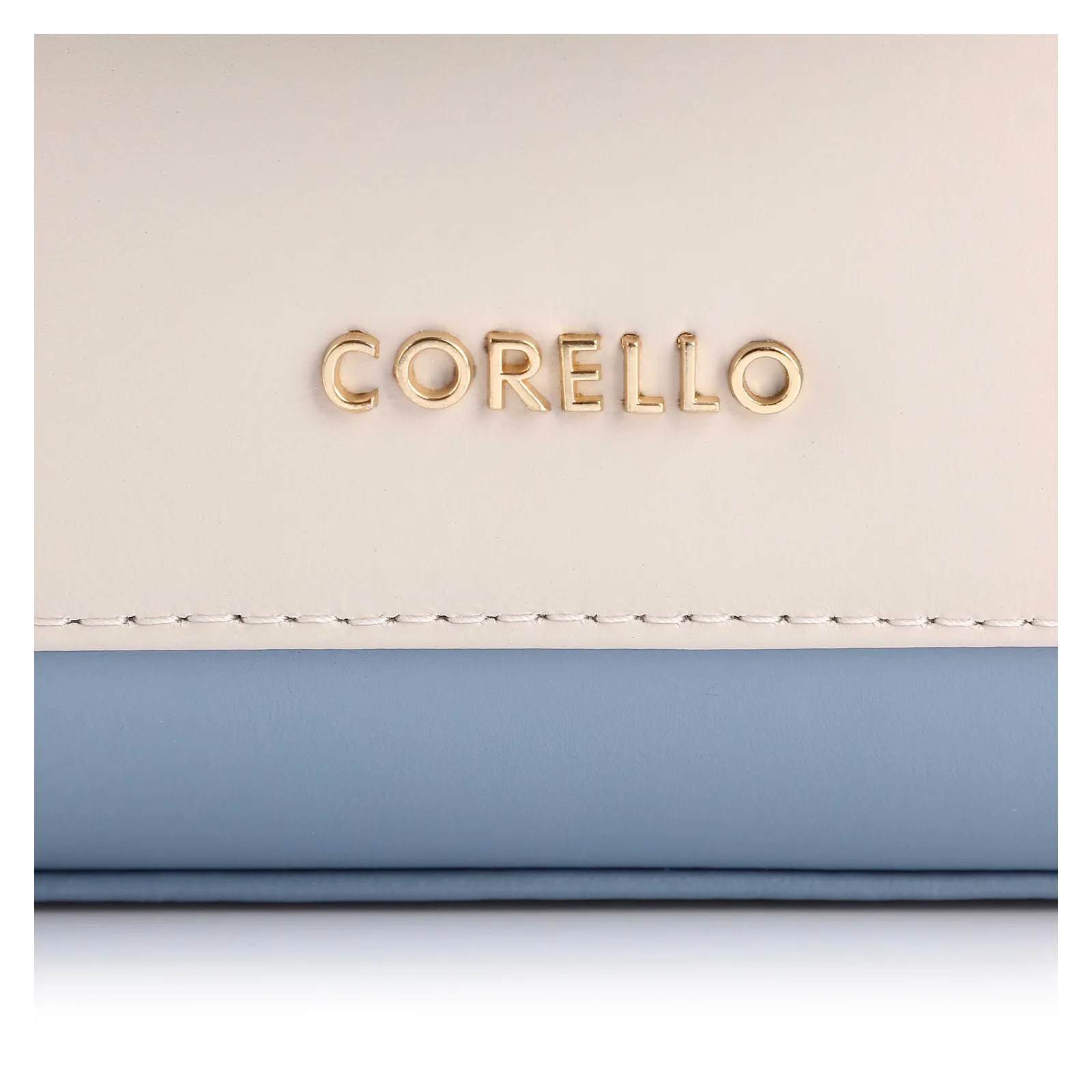 Bolsa De Mão Couro Azul/Couro Off White