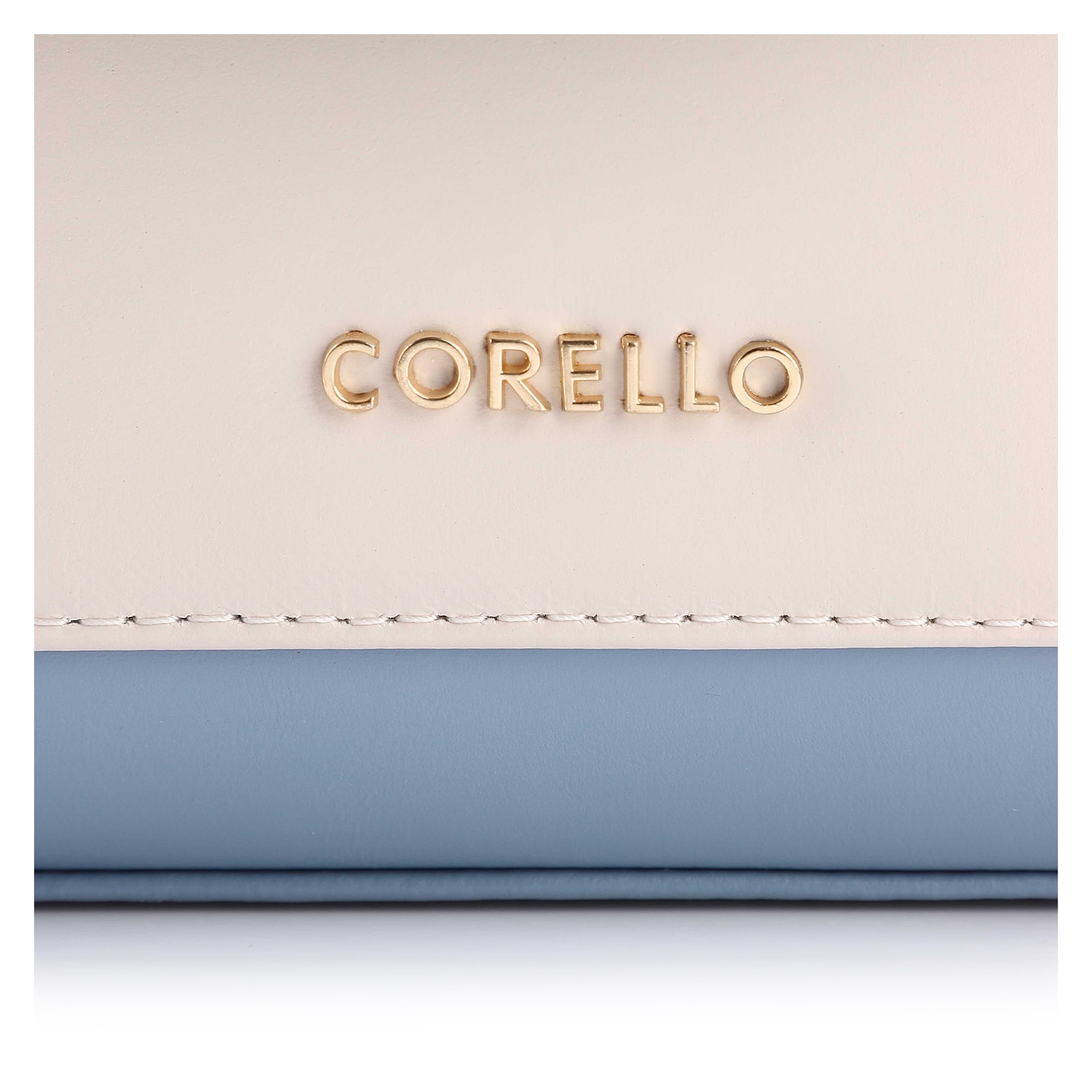 Bolsa De Mão Couro Azul/Couro Off White