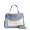 Bolsa De Mão Couro Azul/Couro Off White - imagem 2