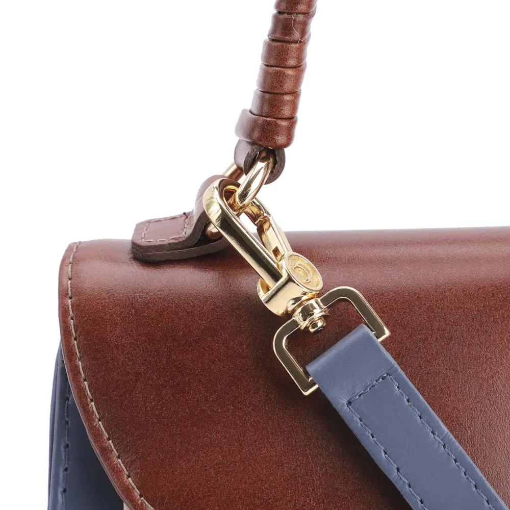 Bolsa De Mão Couro Azul/Marrom/Off White - imagem 5