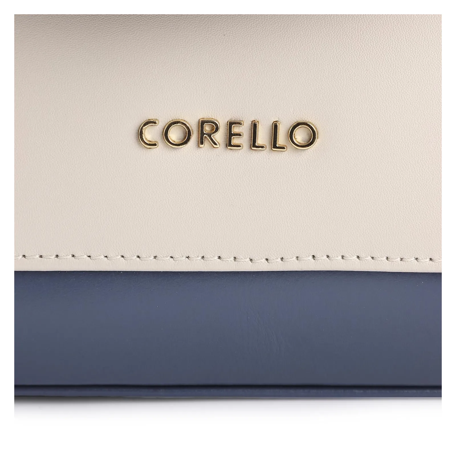 Bolsa De Mão Couro Azul/Marrom/Off White
