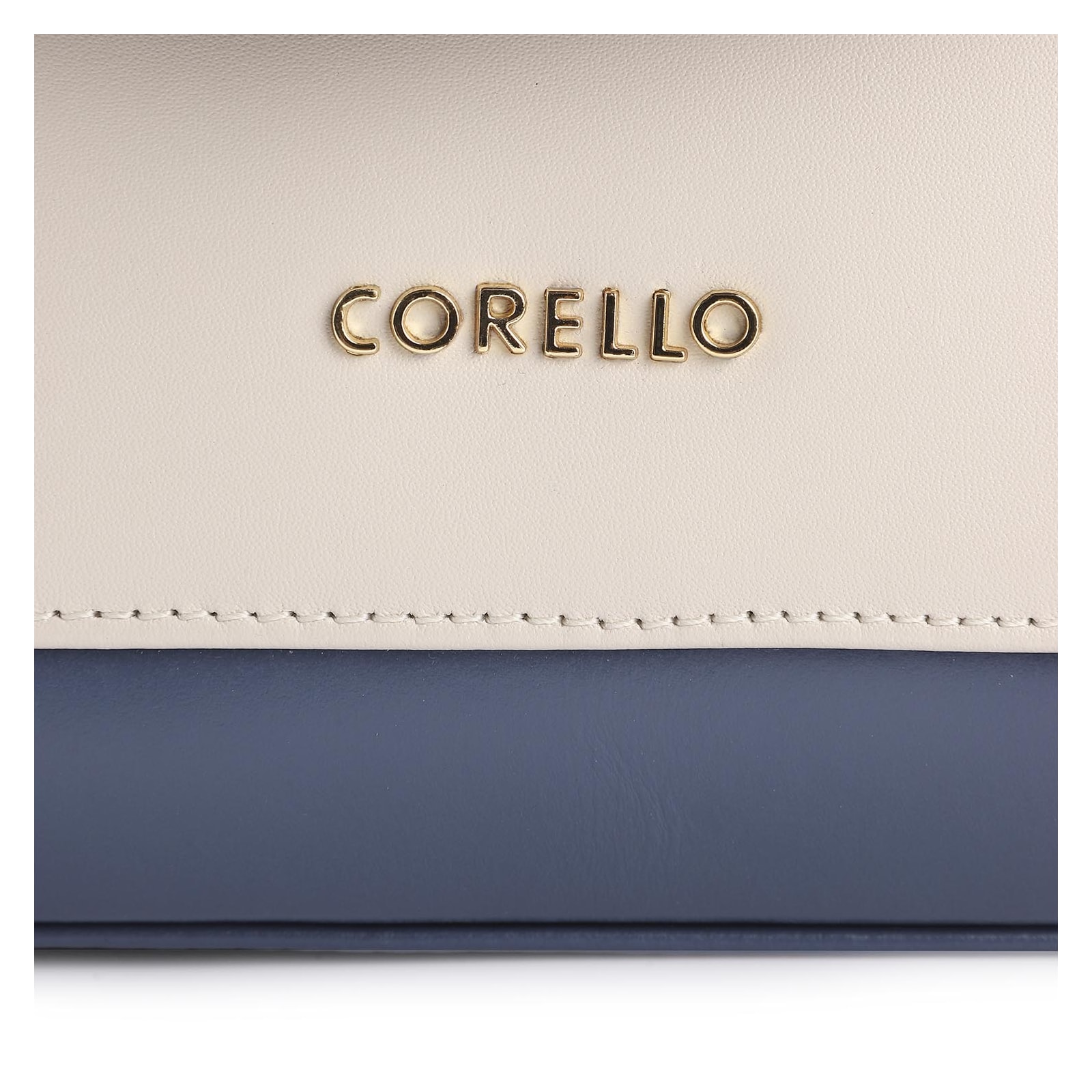 Bolsa De Mão Couro Azul/Marrom/Off White
