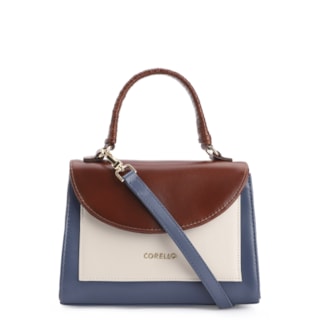 Couro Azul/Marrom/Off White