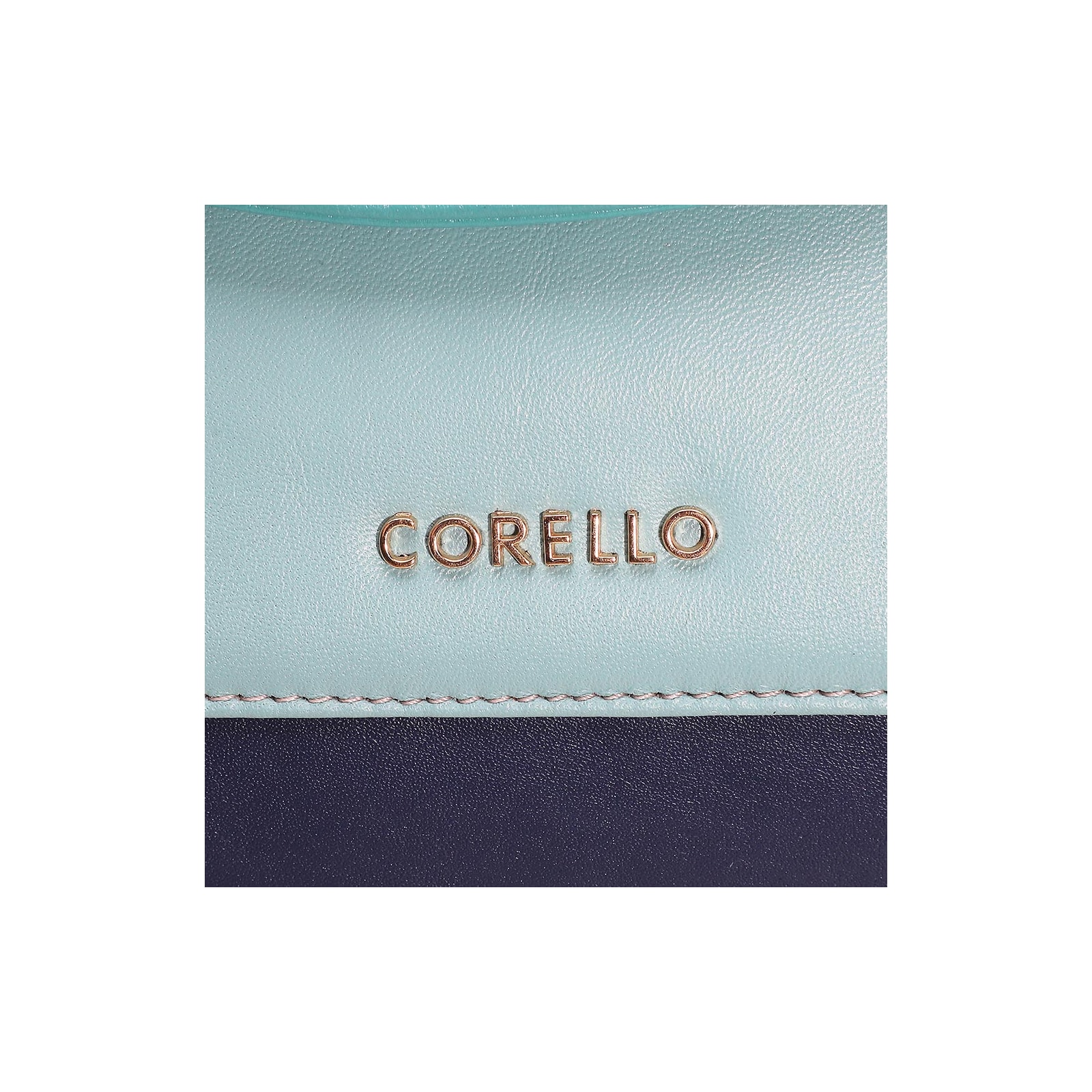 Bolsa De Mão Couro Azul Tricolor