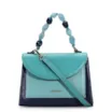 Bolsa De Mão Couro Azul Tricolor - imagem 1