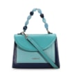 Bolsa De Mão Couro Azul Tricolor - imagem 1