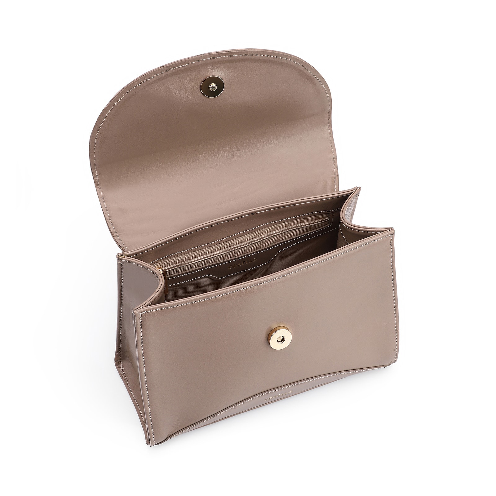 Bolsa De Mão Couro Bege