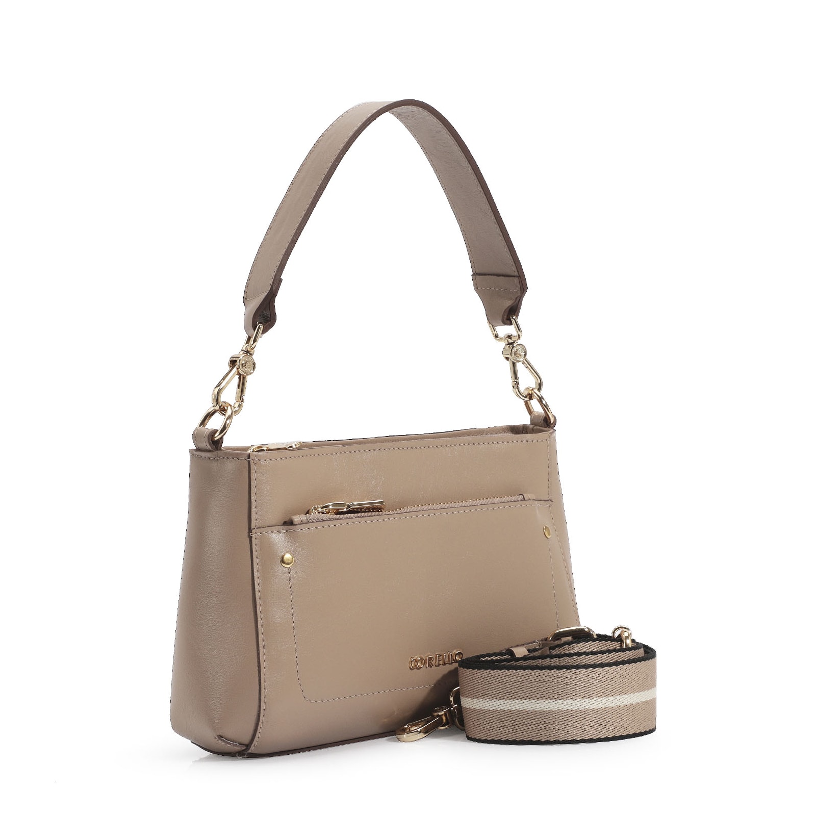 Bolsa De Mão Couro Bege