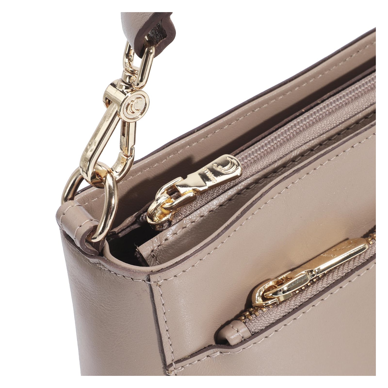 Bolsa De Mão Couro Bege