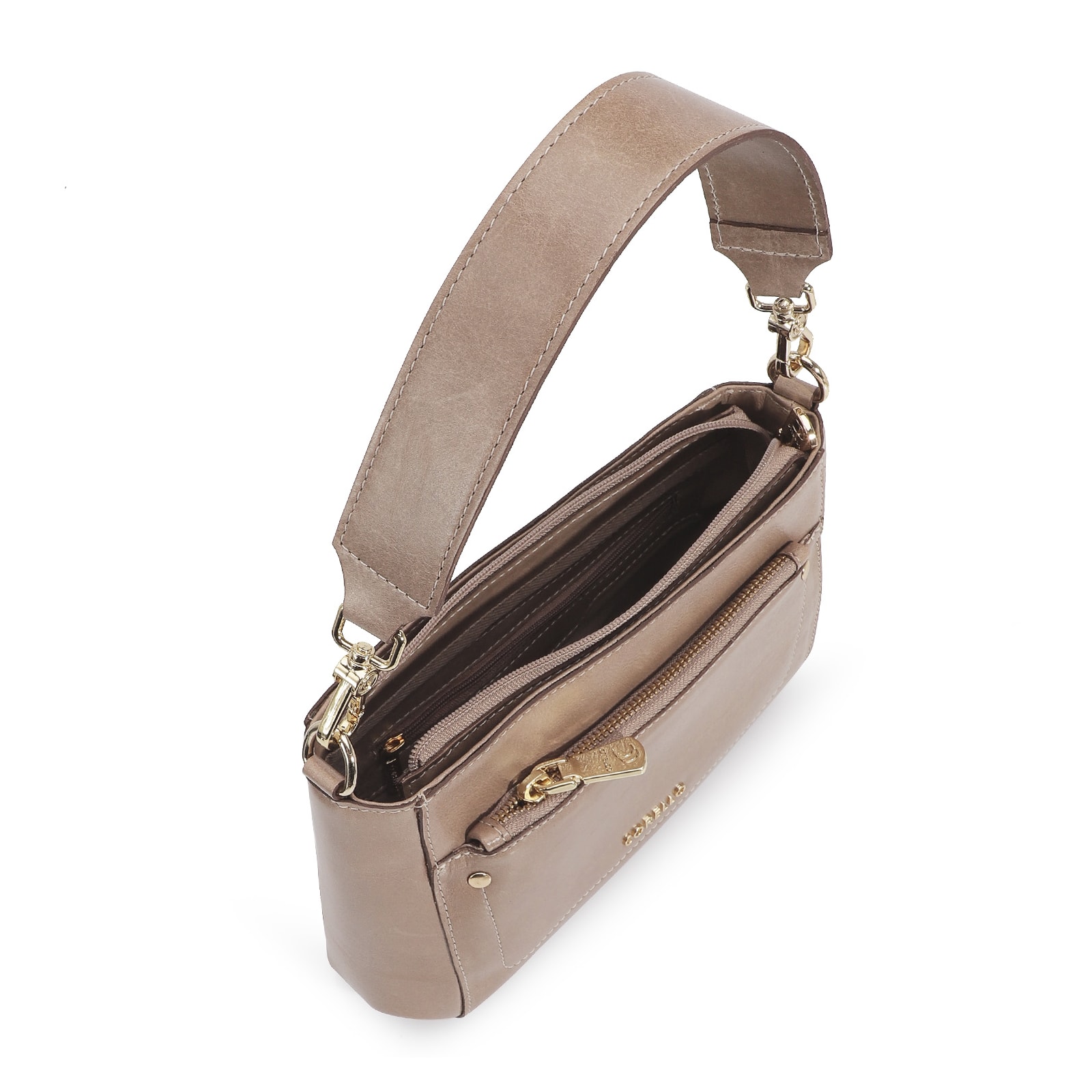 Bolsa De Mão Couro Bege