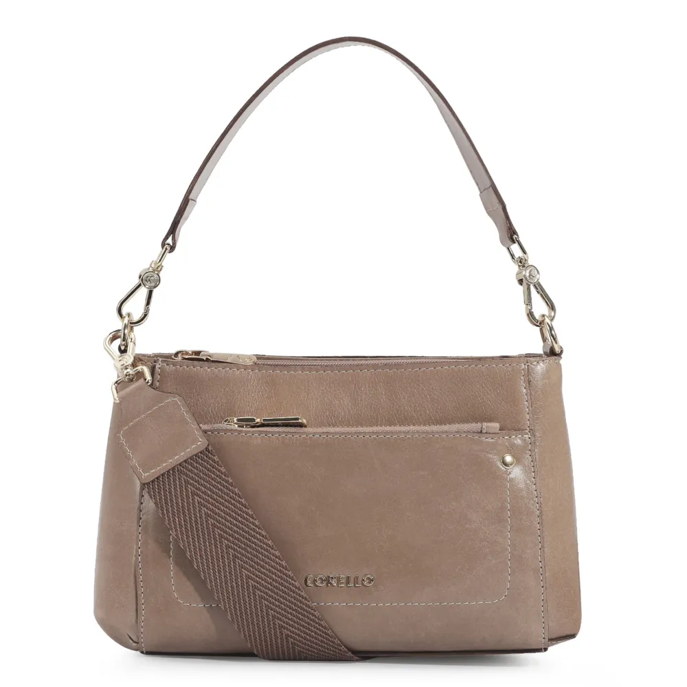 Bolsa De Mão Couro Bege