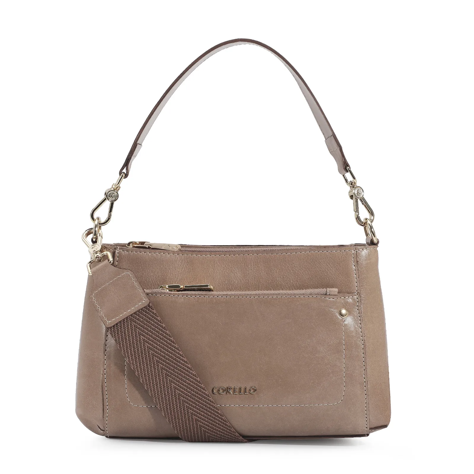 Bolsa De Mão Couro Bege