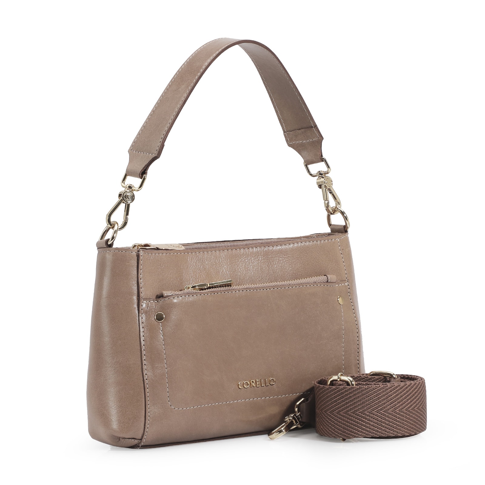 Bolsa De Mão Couro Bege