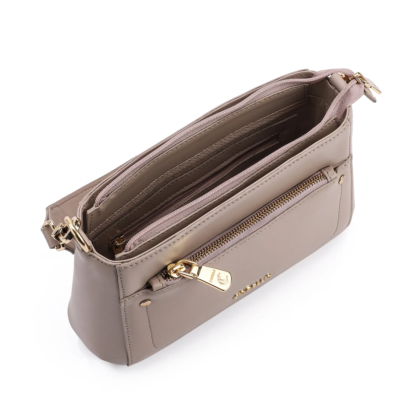 Bolsa De Mão Couro Bege