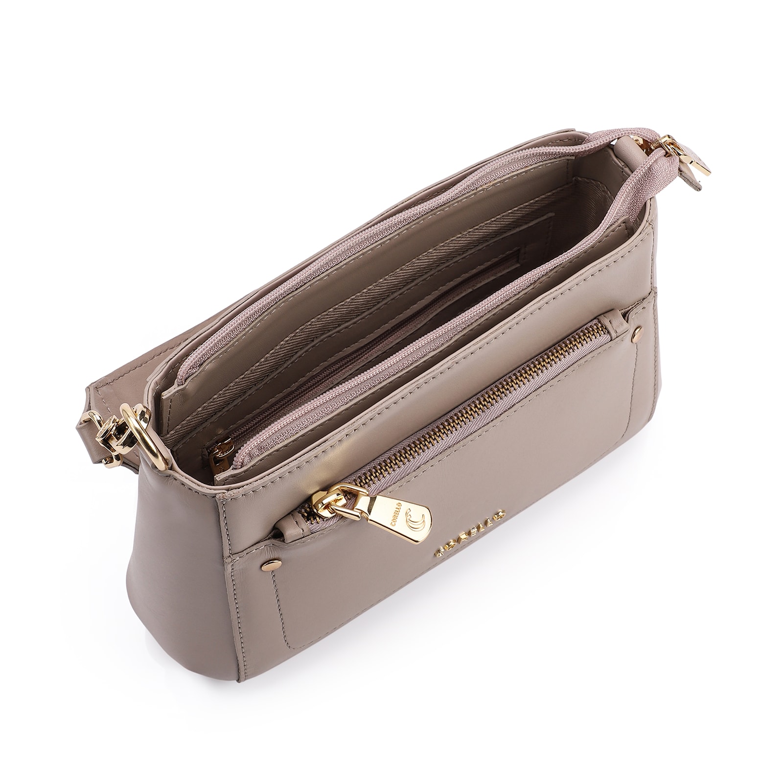Bolsa De Mão Couro Bege